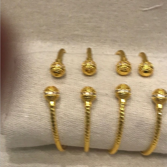 Cuff Bracelet, Stacking Gold Cuff Bracelet, Gold Bangles Gift for Women, Wedding - Picture 5 of 8